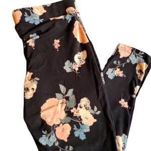 Torrid Black Floral Skull Legging Soft Knit High Waist Size 2X